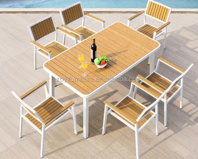 China Modern Furniture Outdoor Modern Leisure Ways Furniture Grade Wood Dining Table Set 6 Chairs Outdoor Dining Teak for sale