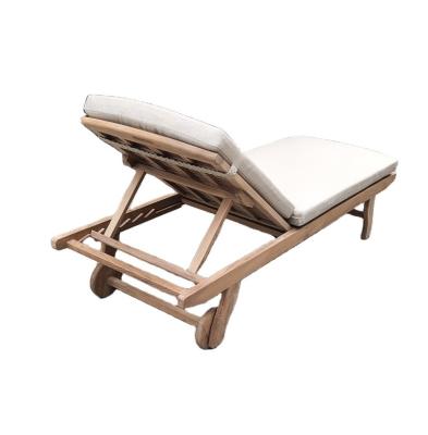 China Durable Sun Lounger Chairs Folding Bed Solid Wood Outdoor Teak Bali Garden Teak Outdoor Furniture for sale