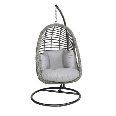 China Factory Price Egg Chair UV Resistant Rattan Hanging Chair With Metal Stand for sale