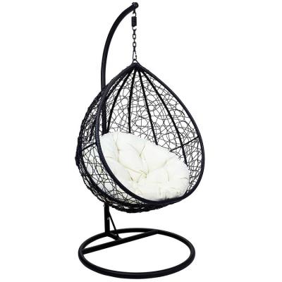 China Super Comfortable Rattan Hanging Chair Single Seat Garden Furniture Outdoor Patio Swings Hanging Egg Chair With Stand for sale