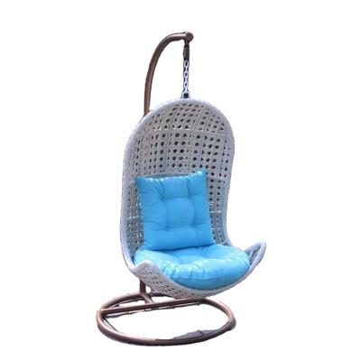 China Super Comfortable PE Rattan Swing Chair Metal Frame Outdoor Single Hanging Chair for sale