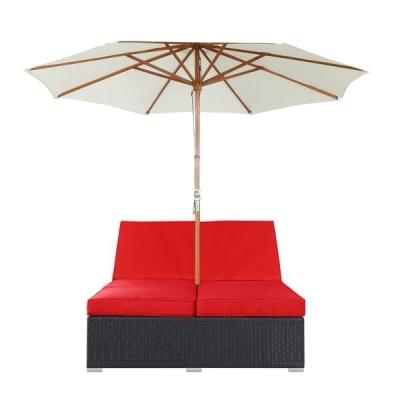 China Contemporary High Quality Plastic Chaise Lounge Rattan Sunbed Outdoor Sun Sofa With Sunshade for sale