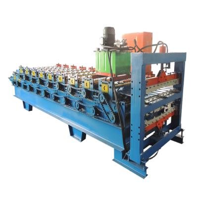 China Building Material Stores Automatic Double Layer Roofing Color Tile Sheet Glazed Roof Tile Roll Forming Machine for sale