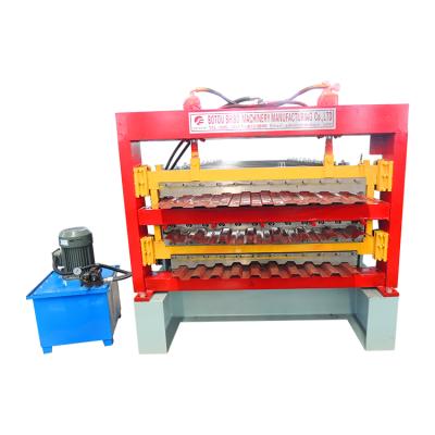 China Building Material Shops Steel Roof Tile Corrugated Three Layer Trapezoidal Roll Forming Making Machine for sale