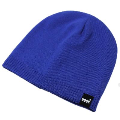 China JOINT wholesale custom promotional acrylic plain beanie hat with woven label for sale