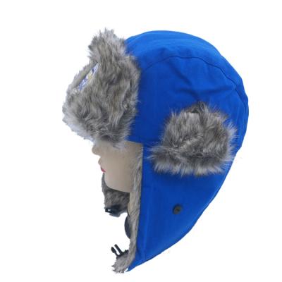 China Fashion COMMON outdoor unisex Russian style winter polyester faux fur trapper waterproof windproof hat for sale