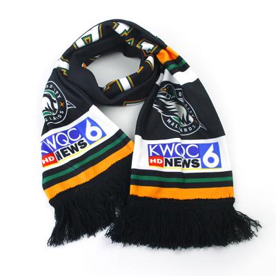 China Wholesale Customized Polyester Logo Printing Football Fans Scarf Sports Team Promotion Scarf for sale