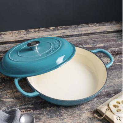 China 30Cm Cast Iron Enamel Casserole Sustainable Cookware Seafood Cooking Pot for sale