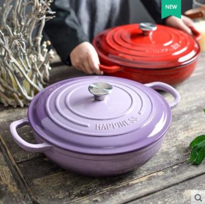 China Newly Launched Stocked Candy Color Enameled Cast Iron Enamel Pot For Home Use for sale