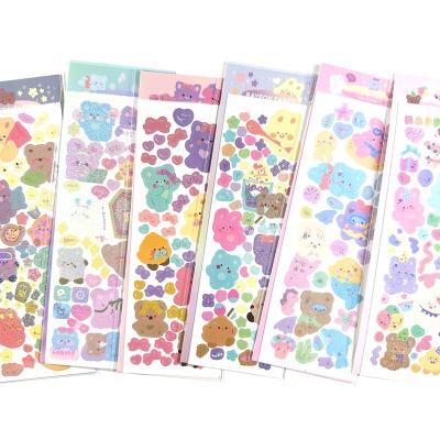 China Waterproof+Eco-friendly Die Cut Decorative Cute Kawaii Cartoon Rabbit and Bear Print Waterproof Vinyl Stickers for sale