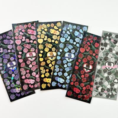 China Waterproof+Eco-friendly Wholesale Laser Cut PET Waterproof Lovely Cartoon Flower Stickers For Decorate Diary Book for sale