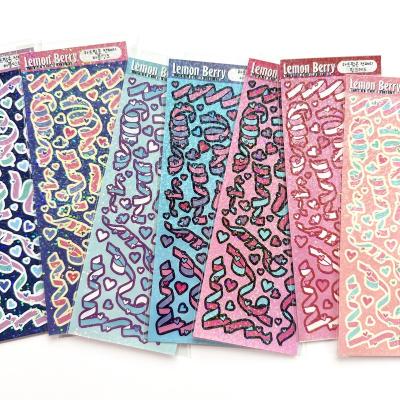 China Wholesale Waterproof+Eco-friendly Vinyl Laser Love Flames Lovely Die Cut Stickers For Decorative Diary Book for sale