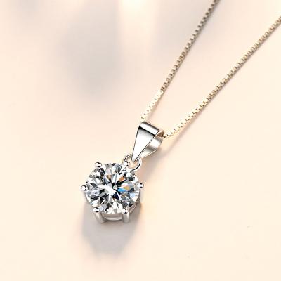 China The Six Sets 925 Sterling Silver TRENDY Fork Moissanite Necklace Jewellry Accessories For Women Party Gift Fit New Jewelry Necklaces for sale