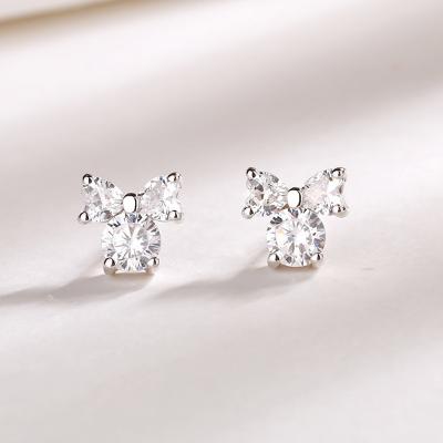 China 925 Sterling Silver Zircon Diamond Earrings Wedding Party Gift Jewelry Bow FASHIONABLE Butterfly Earrings Fit Women Earrings for sale