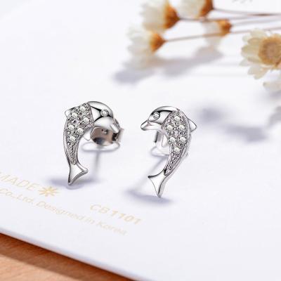 China 925 Sterling Silver Zircon Diamond Earrings Jewelry Set Wedding Gift FASHIONABLE Dolphin Earrings Fit Women Jewelry for sale