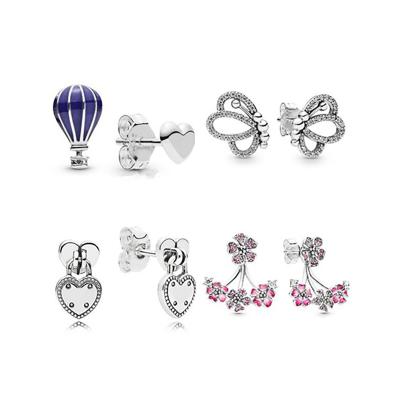 China Factory Marfend Earring Air Balloon And Heart TRENDY Silver Stud Earrings For Women Wedding Gift Pan Jewelry 925 Sterling Silver for sale