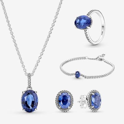 China TRENDY Jewelry Set Rings Necklace Earrings Bracelet Jewelry Box Fits Original Pandoraor Chains 925 Sterling Silver Jewelry Sets for sale