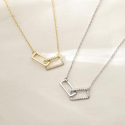 China DI gold Jewelry FASHION Marfend 925 Sterling Silver Water factory drop double geometric diamond necklace for women wedding party gift for sale