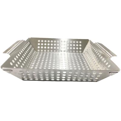 China Hongxuan BBQ Pan Durable 430 Stainless Steel Grill Pan Basket Easily Cleaned Heavy Duty Vegetable Pan for sale