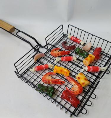 China Easily cleaned BBQ mesh for vegetable/non stick liner BBQ basket with long handle/BBQ cooking grid for sale