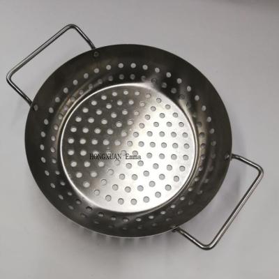 China Round Stainless Steel Dustproof Barbecue Pan For Vegetable Meat And Fish for sale