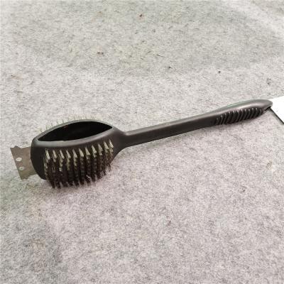 China Easily Cleaned Stainless Steel Barbecue Grill Brush With Black PP Handle HX-B030 for sale