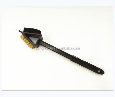 China Long Stocked Handle BBQ Grill Brush Brass Copper Wire With Scraper for sale