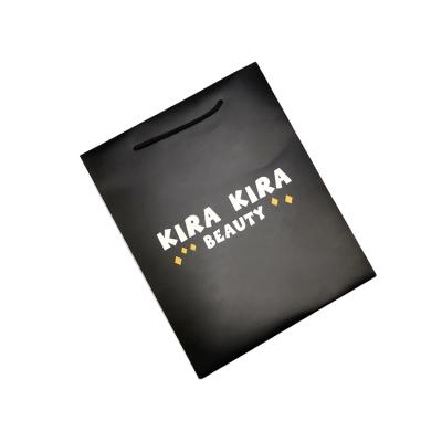 China Customized Wholesale Recyclable Printed Black Wide Base Paper Bags With Handles for sale