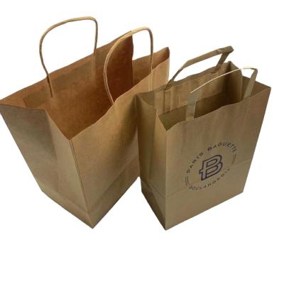 China Factory Price Recyclable Flat Bottom Kraft Paper Gift Packaging Custom Paper Bag With Logo for sale