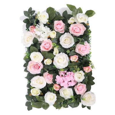 China Wall Flower Panel Decoration Artificial Silk Rose And Hydrangea Wedding Backdrop Eco-friendly Floral Arrangement for sale