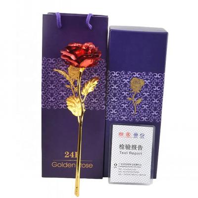 China Hot sale valentines day long life gifts amazon real rose and artificial foil rose 24k gold for girlfriend for sale