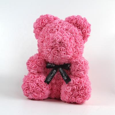 China 2019 Wholesaler 40cm Long Life Handmade Foam Plant Eternal Flower Rose Teddy Bear With Gift Box For Christmas Valentine's Day for sale