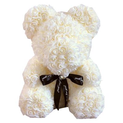 China Fast Shipping Wholesale Gift Artificial Moss 40cm Rose Bears With Box Gift for sale