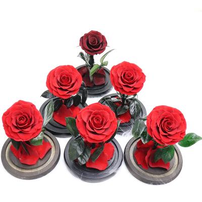 China Hold Up To 3 Years Wholesale Luxury Real Infinity Flower Decoration Preserved Eternal Rose Rose In Dome for sale