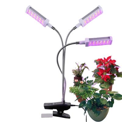 China Dimming+Time Control Three Head USB Plant Grow Lighting Full Spectrum Sunlight Growing Light Angle Adjustable Desk Clamp Lamp For Indoor Plants for sale