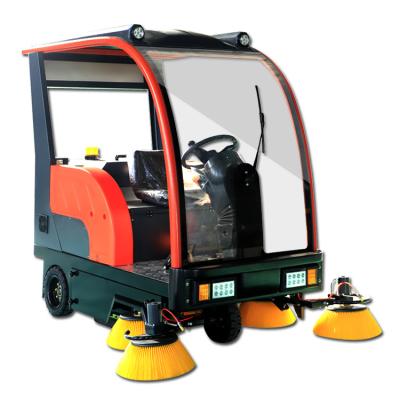 China Floor Sweeper With four Brushes Electric Semi-closed Cab Vacuum Floor Sweeper Street Cleaning Machine for sale