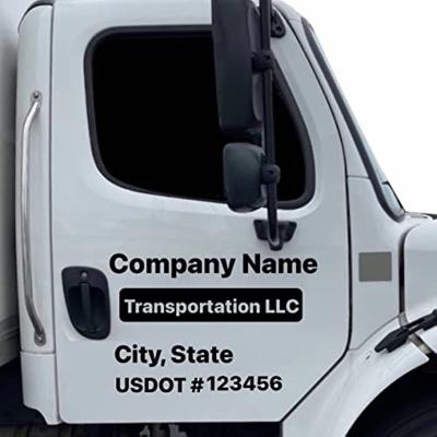 China Custom Decals Company Name & DOT Vinyl Lettering Sticker Cute/Cartoon OEM/ODM Vinyl Door Truck Box For Big Box Fleet Truck Door Decal for sale