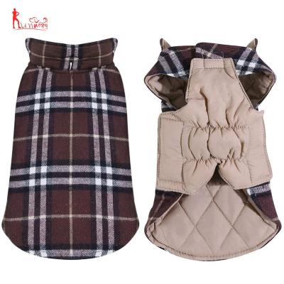 China Durable Windproof Waterproof Reversible Dog Coat For Cold Weather British Style Plaid Warm Dog Vest for sale