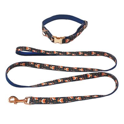 China Viable Printing Dog Collar and Leash Set, Adjustable Basic Dog Collars with Metal D-Clip for Small/Medium/Large Sizes for sale