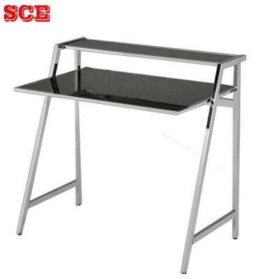 China TAIWAN SPECIAL DESIGN GLASS TOP BLACK PRINTED laptop table lightweight used unique computer desk for sale