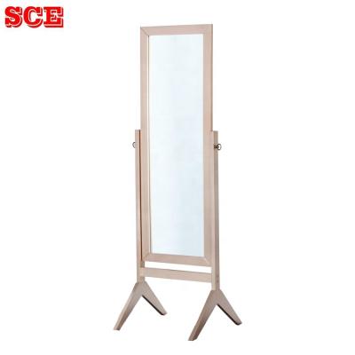 China Luxury Morden Wood Framed Floor Standing Dressing Mirror for sale