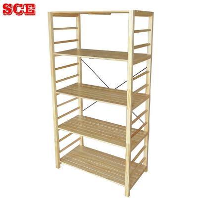 China (Size) Beautiful 5 Tier Adjustable Wooden Cheap Book Shelves for sale