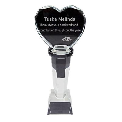 China New Customizable Love Hotting Modern Crystal Trophy for Charity Event for sale