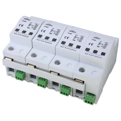 China AC Surge Protector SPD 275V 50kA Peak Surge Suppressor 4 Pole FV50C/4-275S Surge Arrester for sale