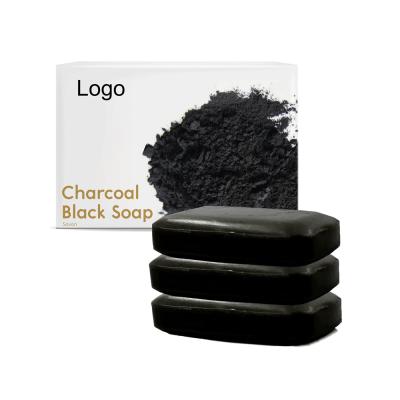 China 3 Pack Handmade Organic Charcoal Base Cleansing Anti Aging Activated Black Bar Soap for sale