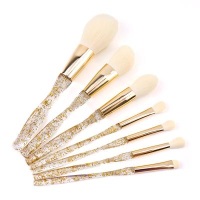 China Custom Wholesale Cosmetic Durable Glitte Packaging Gold Handle Professional Plastic Face Eyes Makeup Brushes for sale