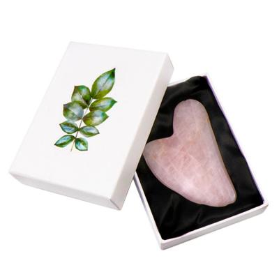 China Rose Quartz Stone 100% Natural Face Scrapper Jade Gua Sha Massage Board Acupressure Facial Tools for sale