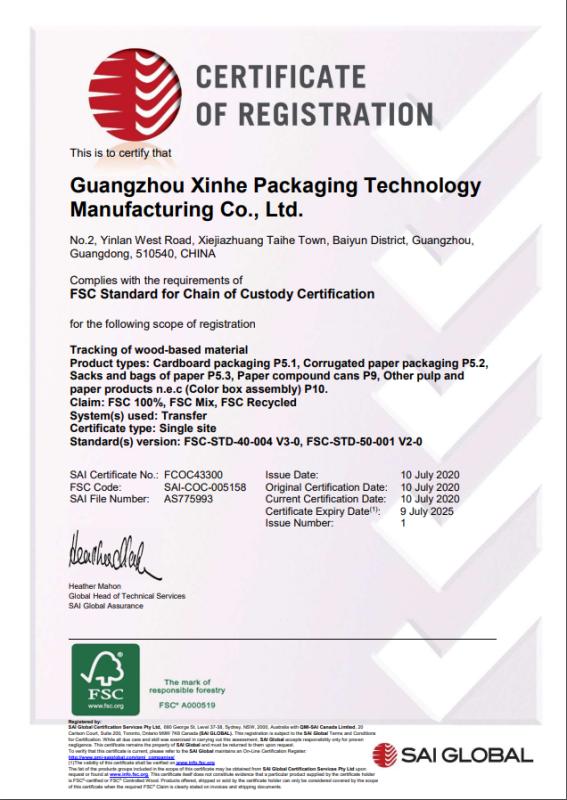 FSC - Guangzhou Xinhe Packaging Technology Manufacturing Co., Ltd.