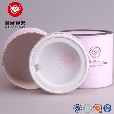 China Biodegradable display 8.3 x 7cm paper packaging tube for horse oil jar / round cardboard cylinder paper box with plastic tray for sale