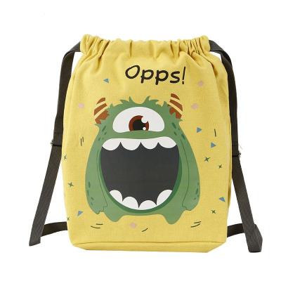 China Factory customization child polyester backpack cotton package canvas cartoon storage pocket anti-theft drawstring bag for sale